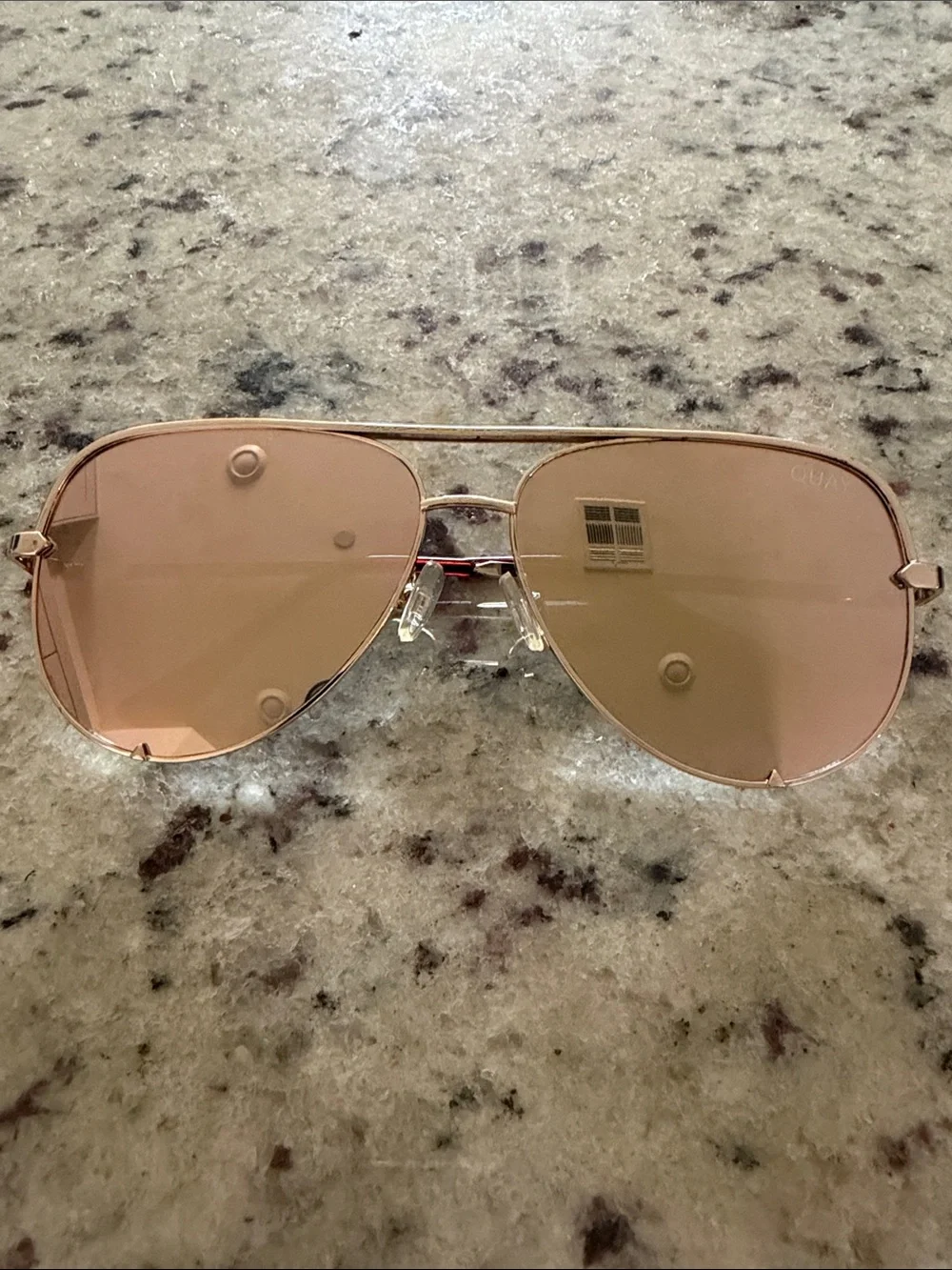 Quay Australia Rose Gold Aviator Sunglasses with Pink Lenses